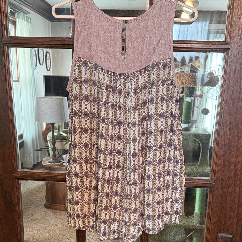 Mystree Womens Mauve Medallion Print Lattice Cage Neck Tank Top Size M - Picture 6 of 6